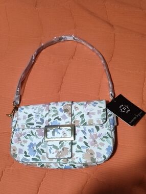 Floral Print Shoulder Bag in Pastel Multi-Color Small